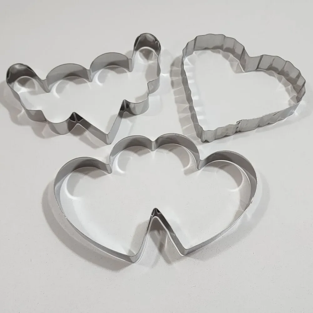 3 Pieces Heart Shape Cookie Cutter Set Valentine Cookie Cutter Stainless